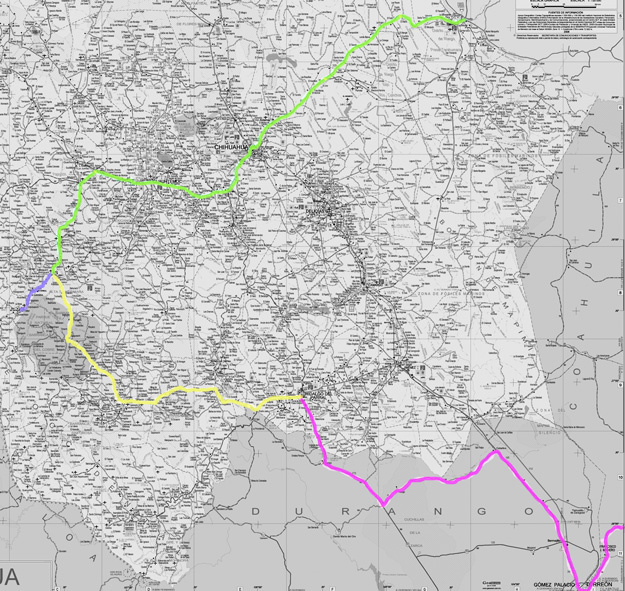 Chihuahua map with routes